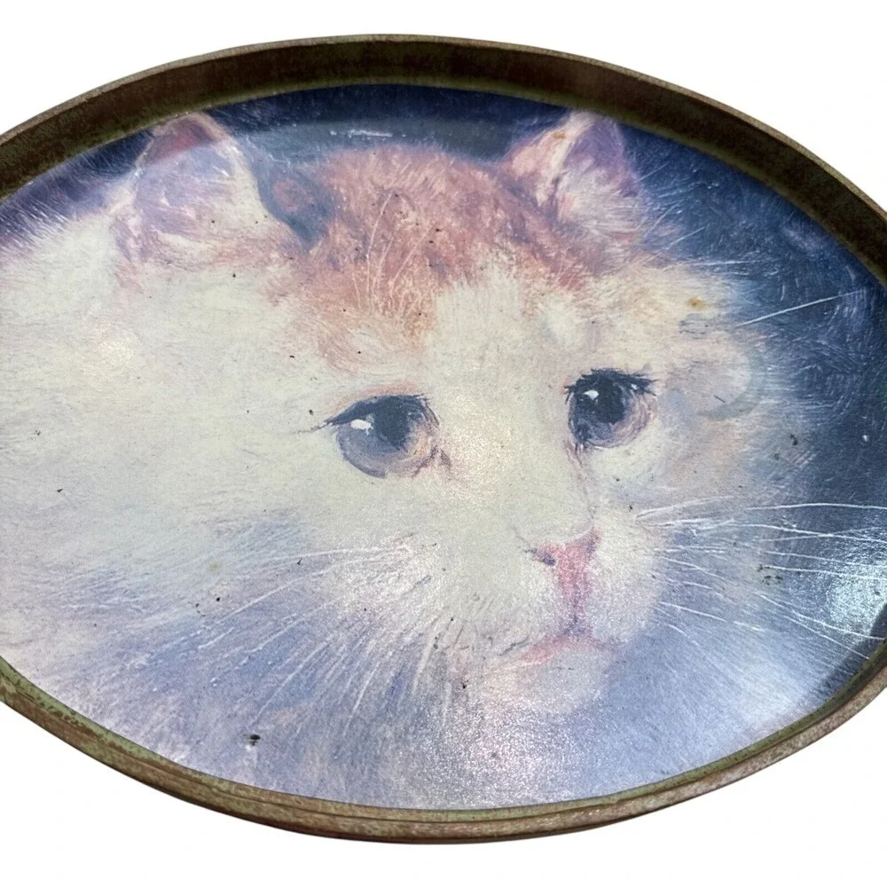 1995 Clay Art‎ San Francisco Decoupage Art Fluffy Cat Vanity Tray